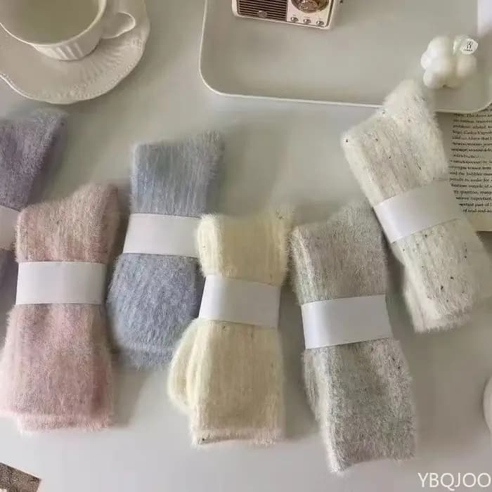 7 paires de chaussettes en polaire de vison pour femmes en hiver
