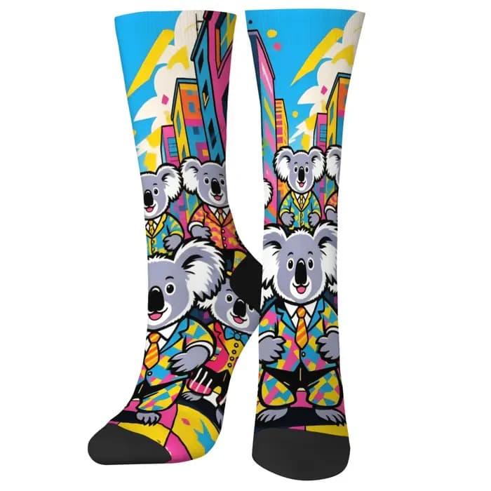 Pop Cartoon Happy Koala Chaussettes pour hommes Nouveauté