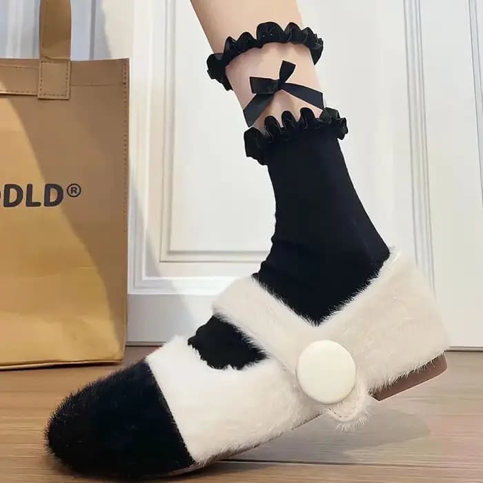 Chaussettes pour femmes en dentelle, chaussettes printemps-été, chaussettes pour filles avec nœud, chaussettes mi-mollet fines, nouvelles chaussettes Lolita respirantes, antibactériennes, en coton pei