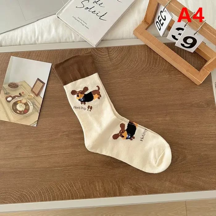 1 paire drôle teckel Animal coton chaussettes saucisse chien dessin animé impression