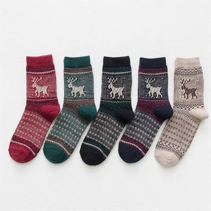 5 paires/lot nouvelles chaussettes en laine pour femmes multicolore mode automne hiver chaussettes e