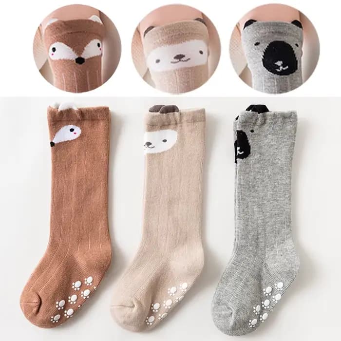 3 paires de chaussettes pour bébé, hautes jusqu'aux genoux, pour garçons et filles, en coton, longue