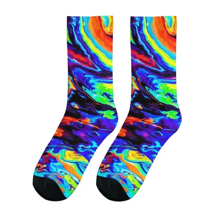 Chaussettes psychédéliques arc-en-ciel pour hommes
