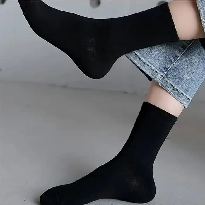 1/7/10/20 paires chaussettes mi-longues femmes classique noir blanc couleur unie à la mode sport décontracté absorbant