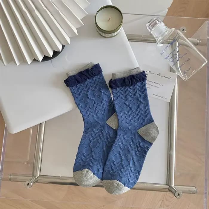 Chaussettes japonaises à carreaux de diamant pour femmes, rétro, douces, simples, polyvalentes, mi-t