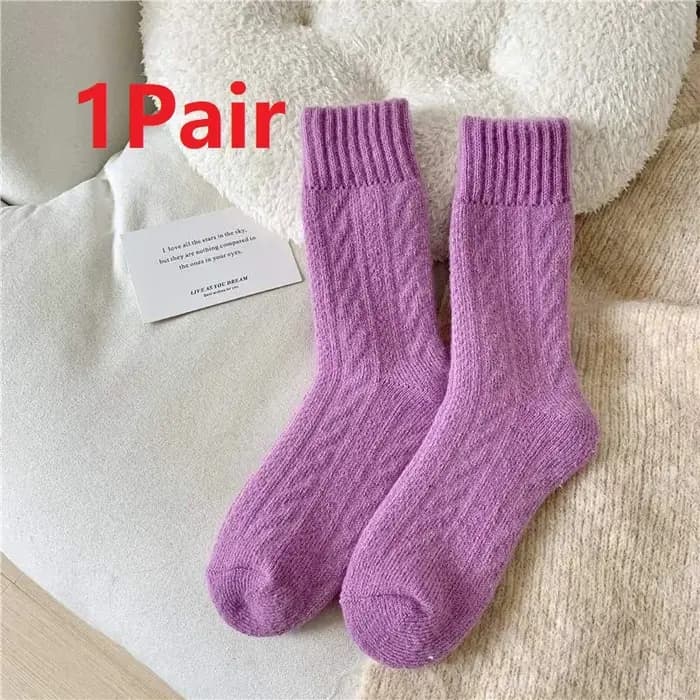 4 paires de chaussettes mi-longues pour femmes, à la mode, polyvalentes, violettes, en forme de cœur, douces, chaudes, confortables, décontractées, longues, automne hiver