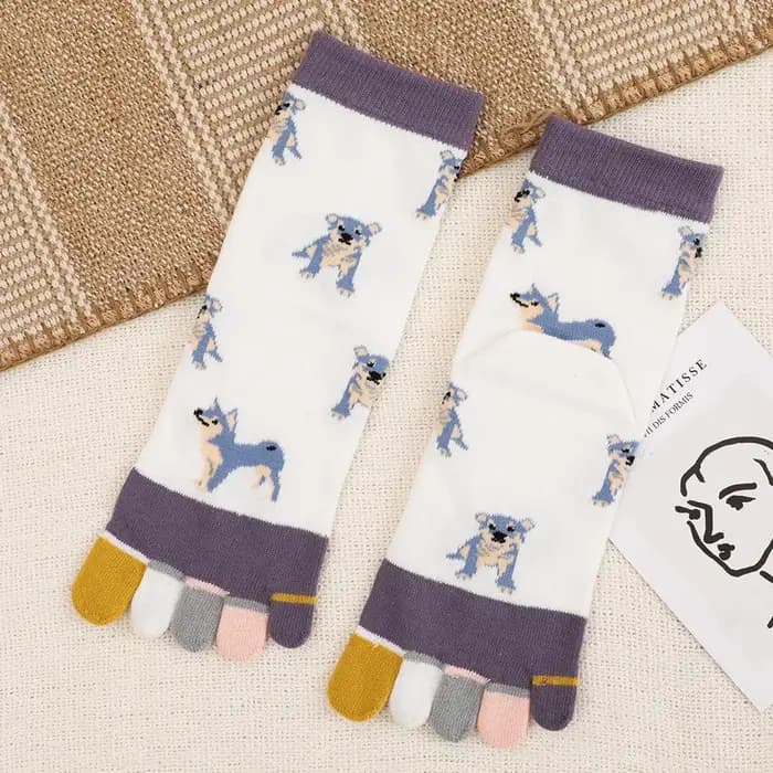 Chaussettes colorées à cinq doigts pour femmes