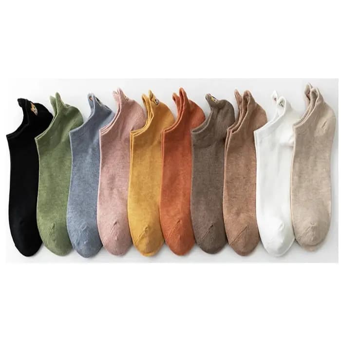 10 paires Pack Kawaii chaussettes femmes bonne cheville drôle dessin animé broderie chat Harajuku accessoires court Lot cadeau pattes griffe