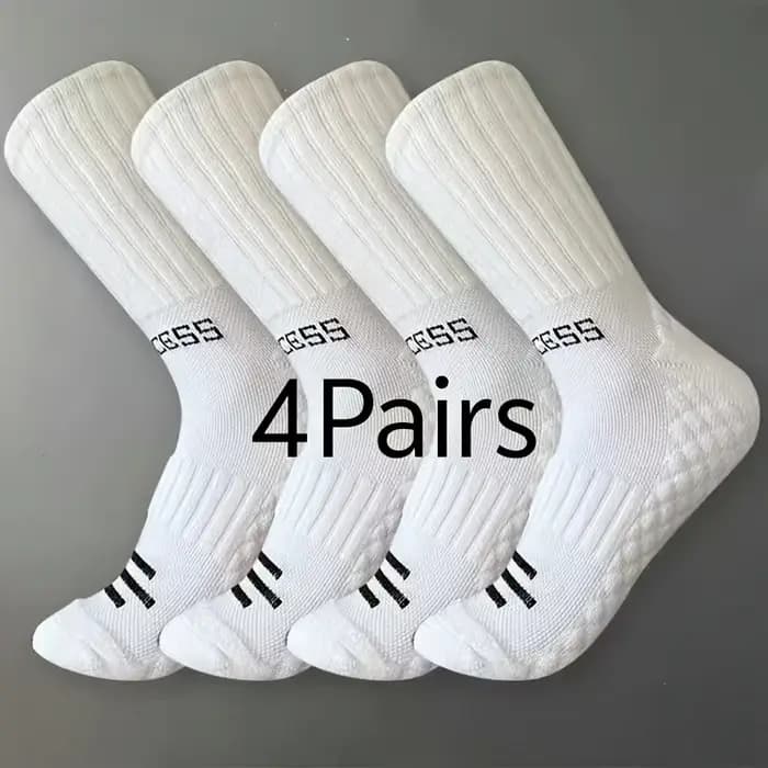 4 paires de chaussettes de sport noires et blanches pour hommes et femmes