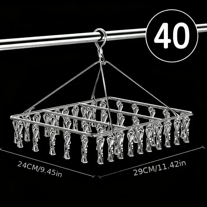 Séchoir à chaussettes multifonctionnel en acier inoxydable, robuste et épais, avec pinces à chaussettes domestiques, l'outil idéal pour sécher les sous-vêtements sur balcon