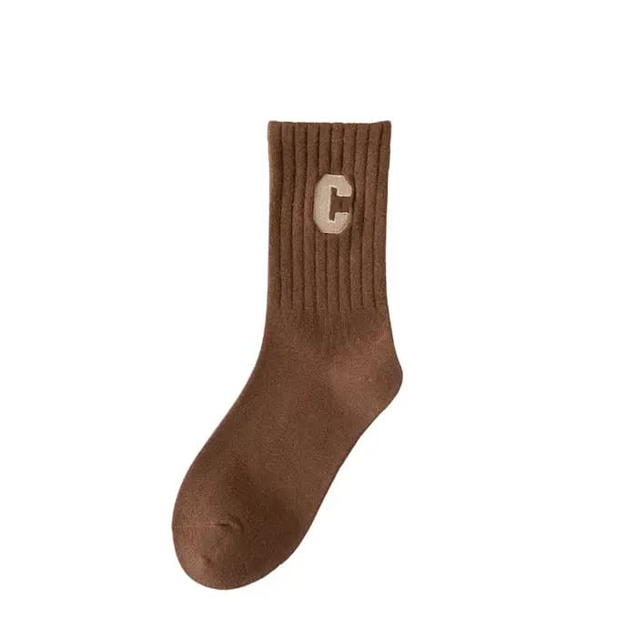 1/2 paires de chaussettes brodées en pur coton pour hommes et femmes