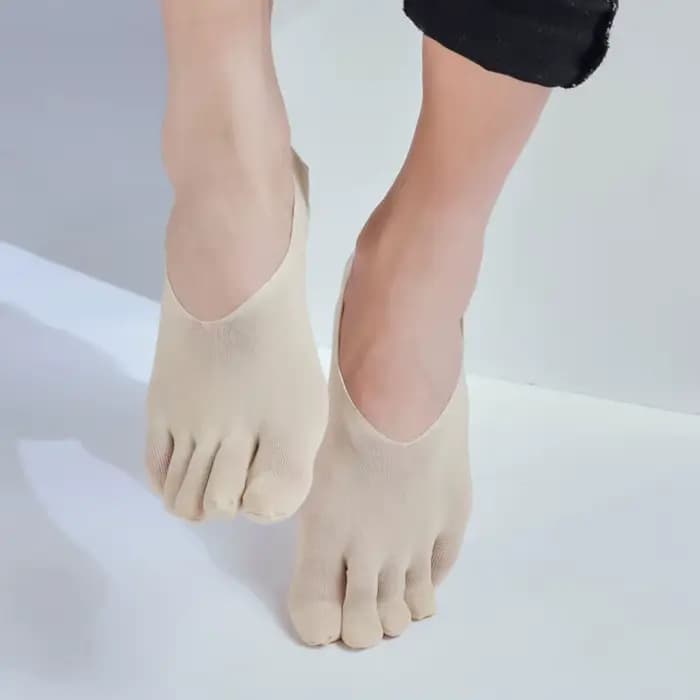 Chaussettes simples transparentes à cinq doigts pour hommes, chaussettes courtes creuses en maille à