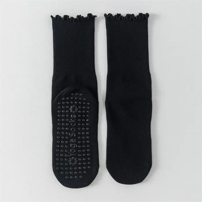 Chaussettes de yoga, chaussettes mi-mollet sans coutures, chaussettes de sport antidérapantes fines, chaussettes de fitness et de Pilates en coton peigné pour femmes
