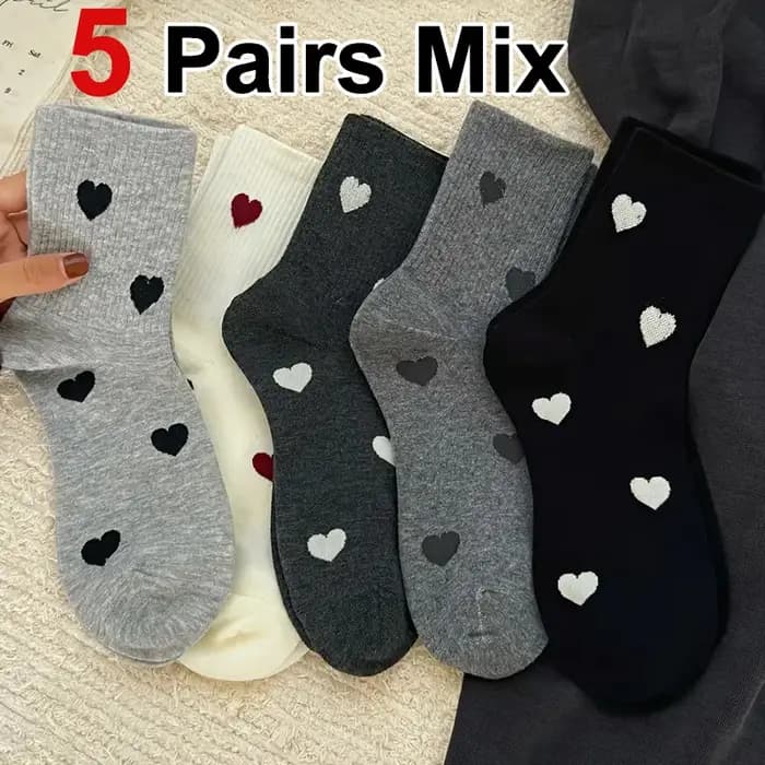 Chaussettes à motif en forme de cœur pour femmes