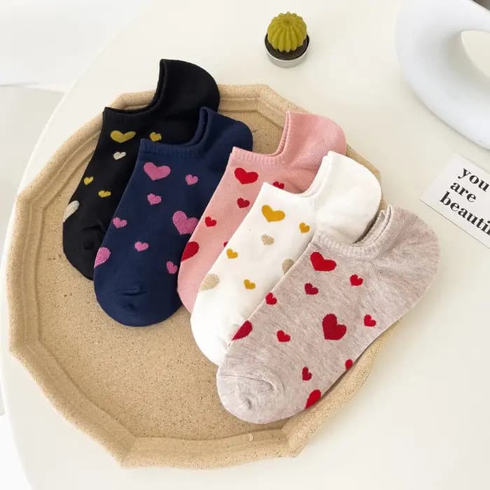 5 paires de chaussettes en forme de cœur de couleurs assorties pour femmes
