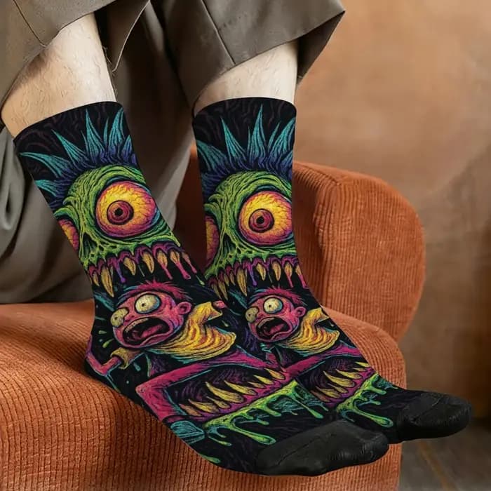 1 paire de chaussettes d'horreur classiques et originales pour hommes