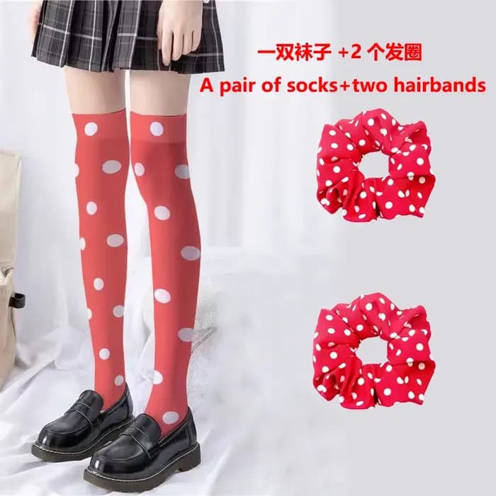 Jeu Osana Najimi Cosplay chaussettes rouges accessoire femmes sur les chaussettes au genou belles bas de noël accessoires d'halloween chaussettes à pois