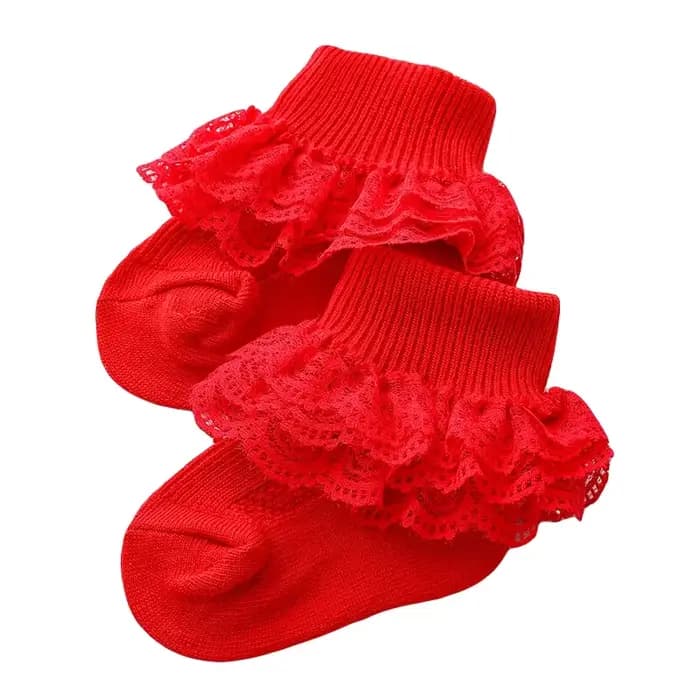 Chaussettes en coton à œillets et dentelle froufrous pour bébés, chaussettes de baptême pour garçons et filles, joli cadeau d'anniversaire pour nourrissons