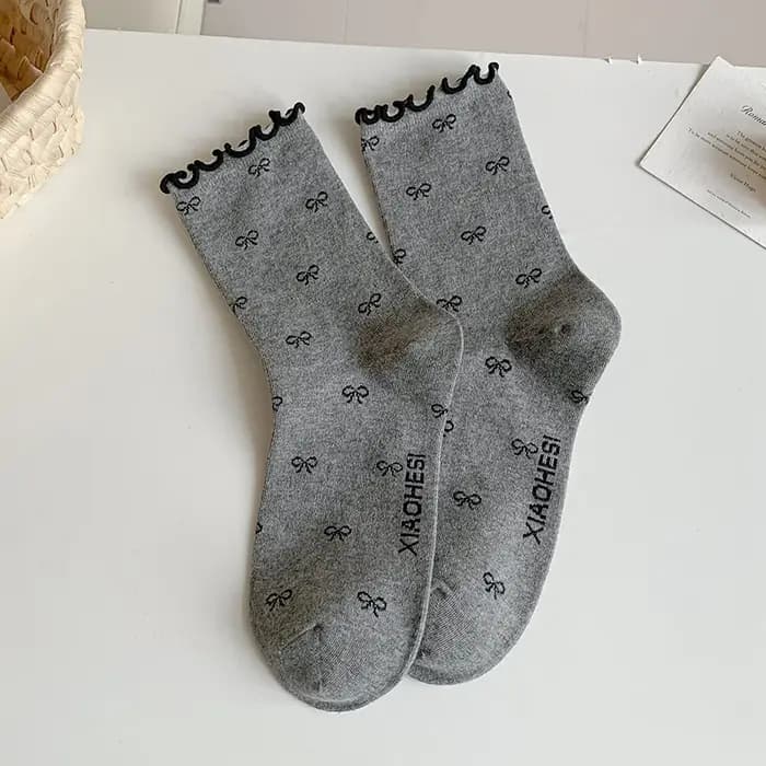 Chaussettes à volants à froufrous de style coréen rétro pour femmes