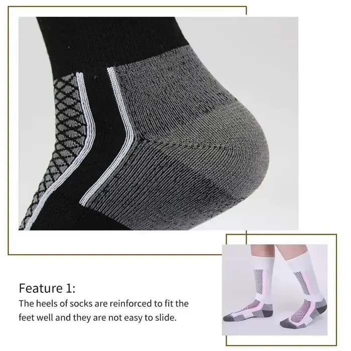 DIZETION 1 paire hiver chaud épaississement bas de Ski chaussettes de randonnée pour femmes hommes enfants Anti-froid en plein air haut bas de sport