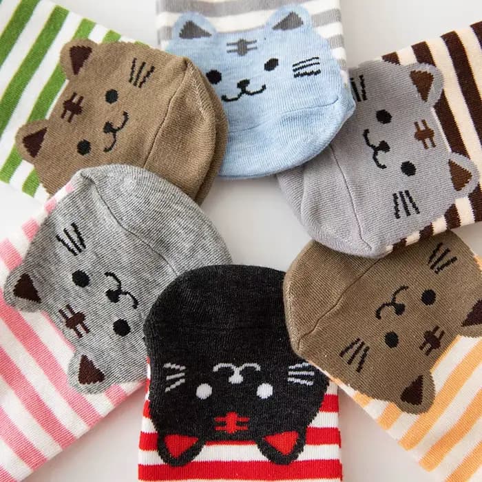 Chaussettes mi-mollet à imprimé animal pour femmes, chaussettes en coton, chaton rayé, chaud, confortable, décontracté, mignon, Kawaii, cadeau pour filles, automne, hiver