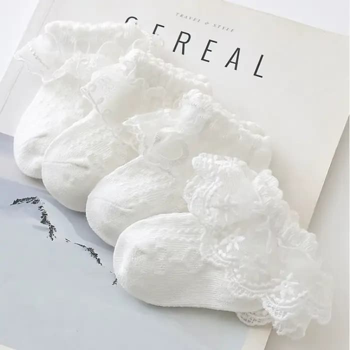 Chaussettes princesse en dentelle florale pour bébé fille