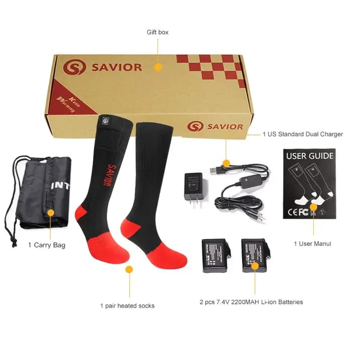Savior – chaussettes de Ski chauffantes, chauffantes, électriques, rechargeables, pour femmes et hommes, Thermos, bas de snowboard, chauffantes, nouveau, hiver