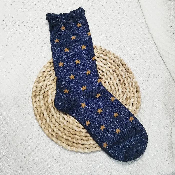 Mode étoile paillettes chaussettes femmes Harajuku filigrane