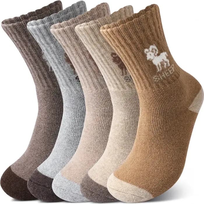 5 paires de chaussettes épaisses en laine à motif de mouton pour hommes