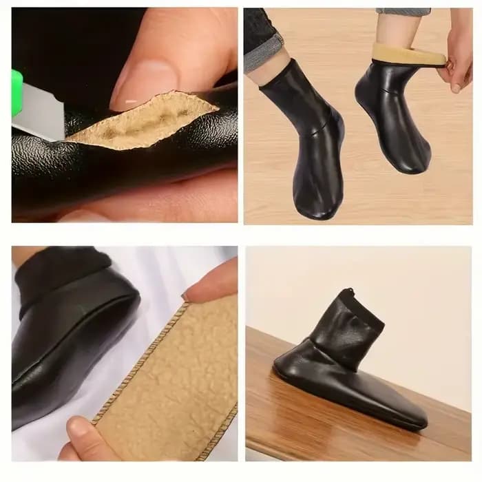 1 paire de chaussettes chaudes pour Sports de plein air pour hommes et femmes, pour l'automne et l'hiver, épaisses, coupe-vent, chaudes, en peluche intérieure, pour sol d'intérieur