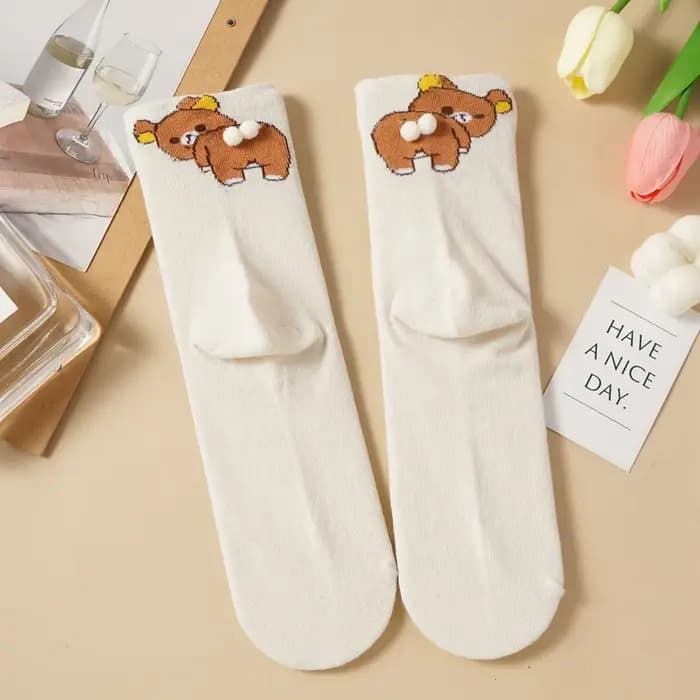 Chaussettes boule de fourrure de chat mignon 3D pour femmes