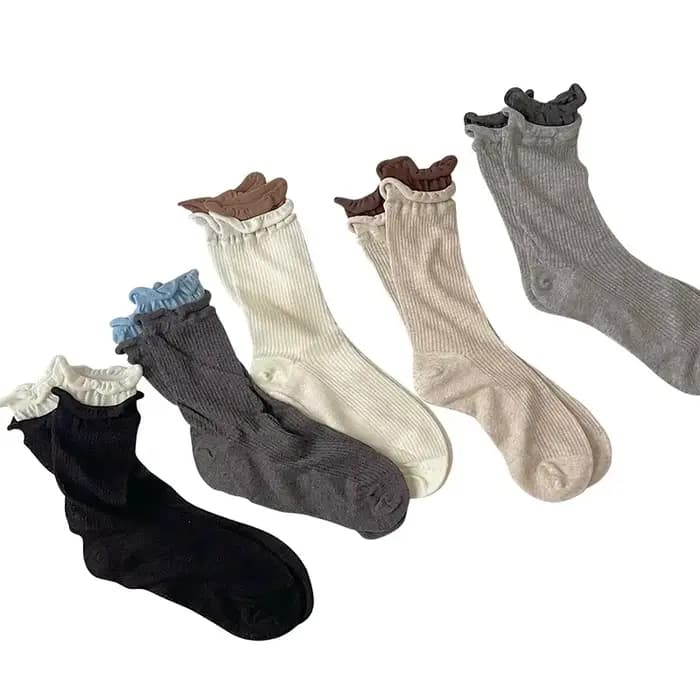 1 Paire de Chaussettes Coréennes Tendance Assorties pour Femme