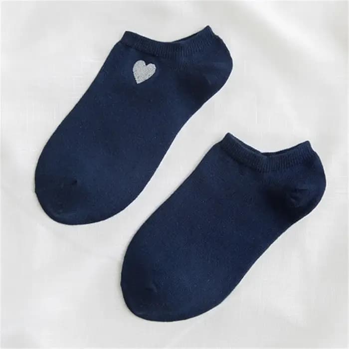 Mignon broderie or argent coeur chaussettes femmes belle drôle paillettes amour Sokken Art cheville Calcetines livraison directe