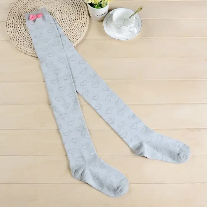 Chaussettes d'école en Patchwork avec nœud rose pour femmes