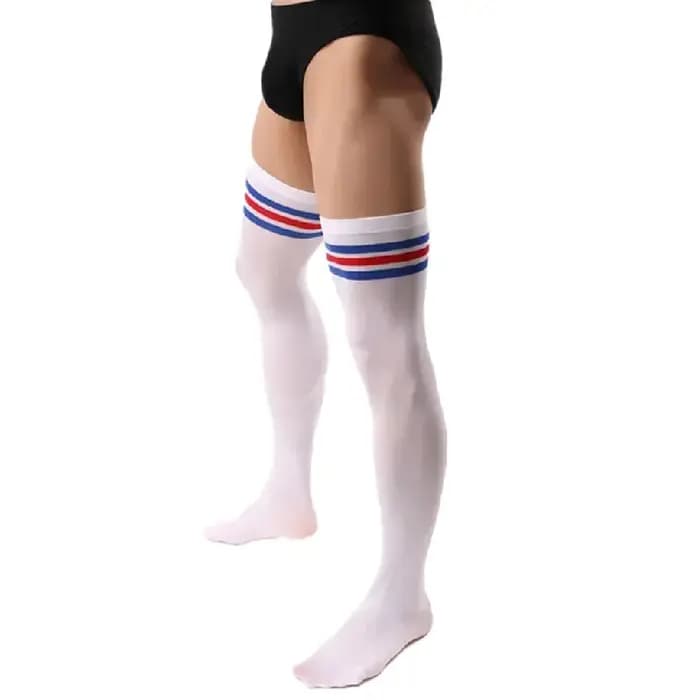 Bas de sport Sexy à rayures transparentes pour hommes