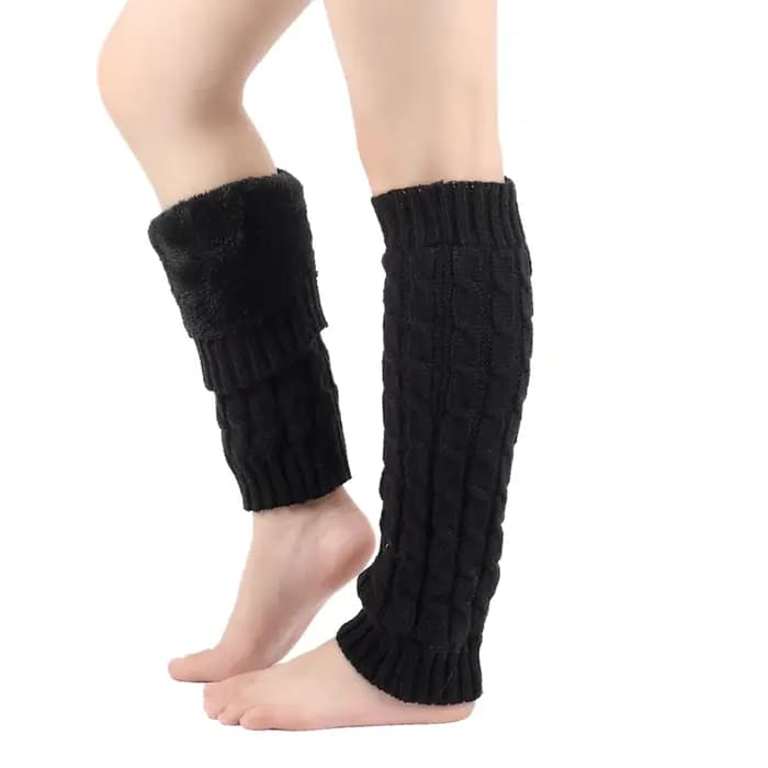 Jambières polaires couvre-bottes pour femmes hiver chaud laine tricoté jambe chaussettes Crochet tas