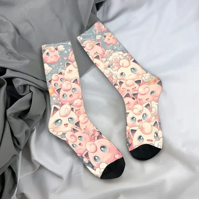 Femmes hommes chaussettes Jigglypuff bas automne drôle moyen doux
