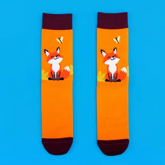 1 paire de chaussettes mignonnes et adorables à motif renard pour hommes et femmes