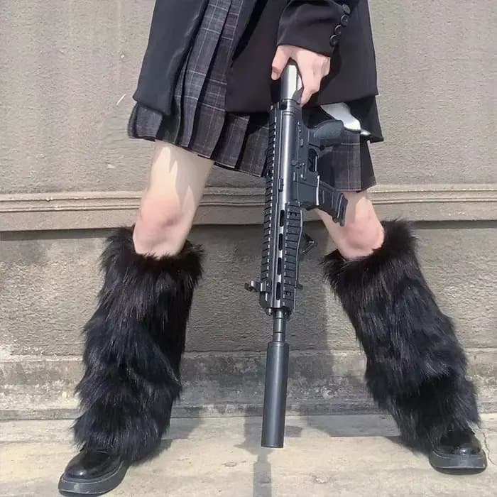 Jambières japonaises en fausse fourrure blanche
