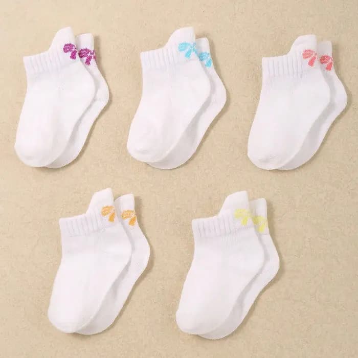 5 paires/ensemble de chaussettes blanches pour bébé