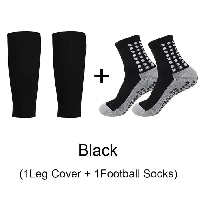 Ensemble de 2 paires de chaussettes et genouillères de Football pour hommes, manches de mollet, protège-tibia antidérapants pour jeunes adultes, pour basket-ball, Football, Sports