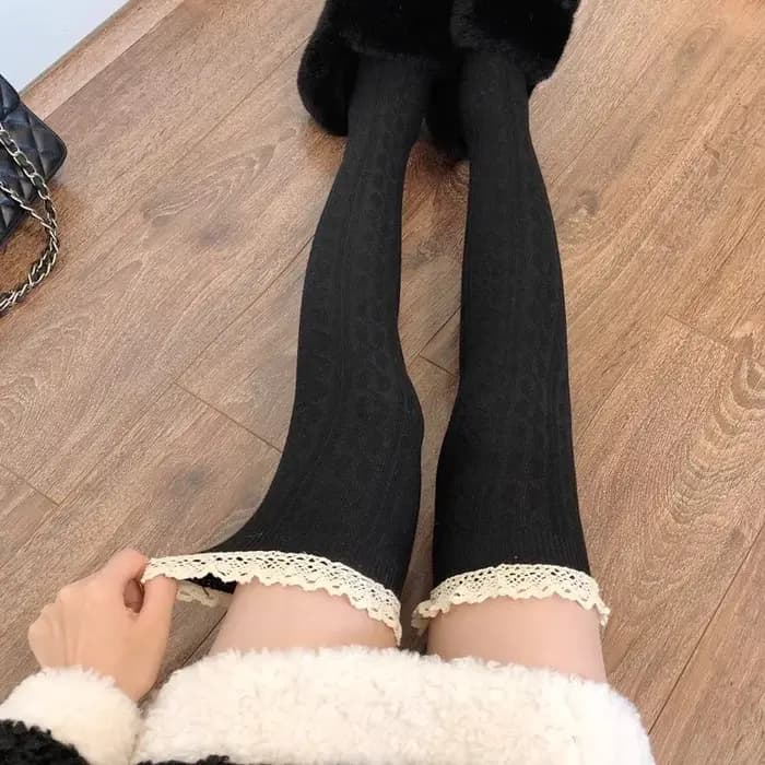 Lolita-Chaussettes longues en dentelle sexy pour femmes