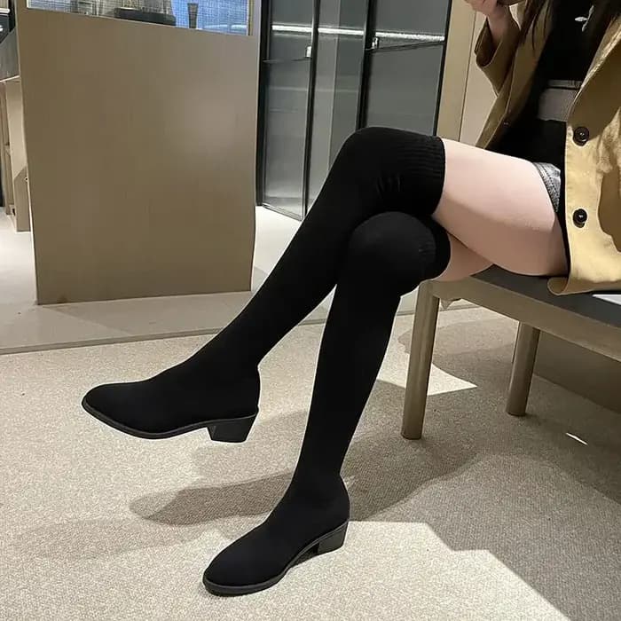 Printemps automne chaussette élastique dames genou haute arbre chaussures tendance 2025 chaussures hiver nouveauté en Promotion Gyaru femmes bottes longues