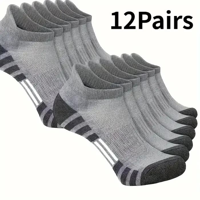 6/12 paires de chaussettes de course confortables et rembourrées, légères, évacuant l'humidité, respirantes, coupe basse, languettes antidérapantes